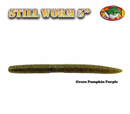AGR Baits Still Worm 5" - Green Pumpkin Purple