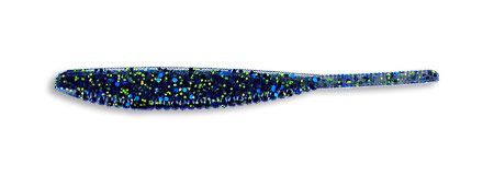 Gary Yamamoto Shad Shape Worm - 214 Smoke w/ Black, Blue, Gold flake 