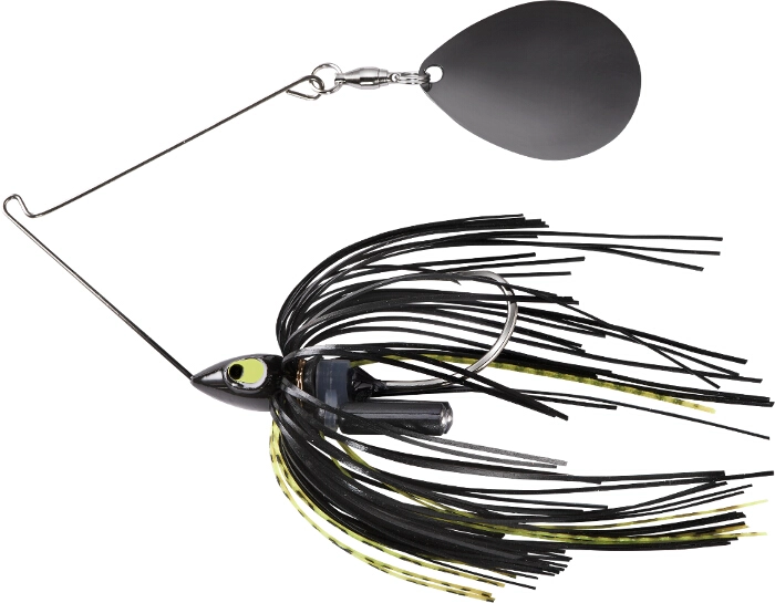 War Eagle Spinnerbait Night Time Painted Head Single Colorado - PSBN37 Black Chartreuse-Black Nick