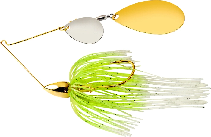 War Eagle Spinnerbait Gold Frame Tandem Indiana - GINR02 White Chartreuse-White/Gold Blades