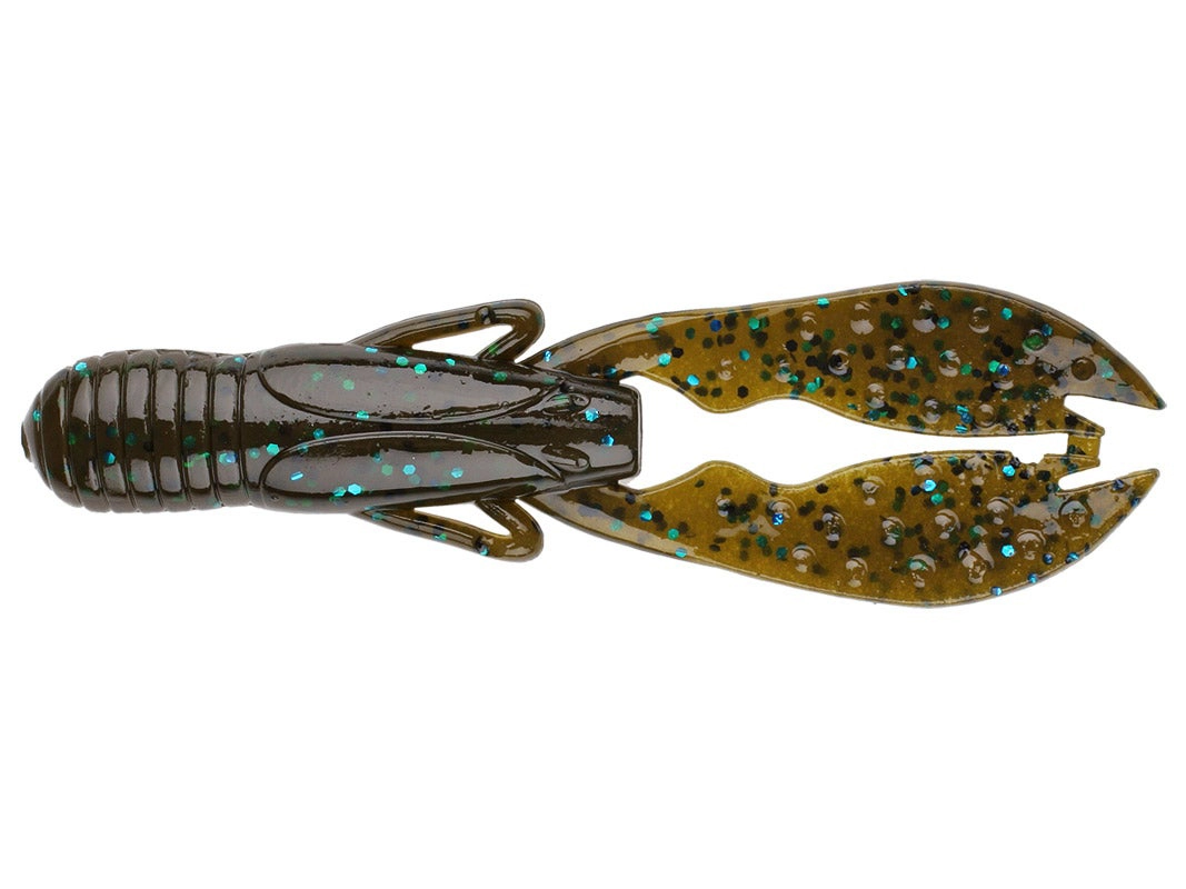 Amostra sasuteki craw 5´´green pumpkin blue flake