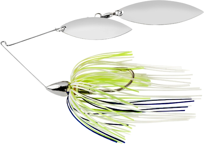 War Eagle Spinnerbait Nickel Frame DW - NW36 White Chartreuse Blue