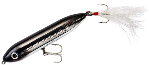 Heddon Feather Dressed Super Spook Jr. Black Shiner