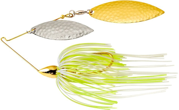 War Eagle Spinnerbait Gold Frame Hammerede DW - GWH16 Hot White Chartreuse