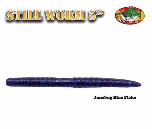 AGR Baits Still Worm - Junebug/Blue Flake