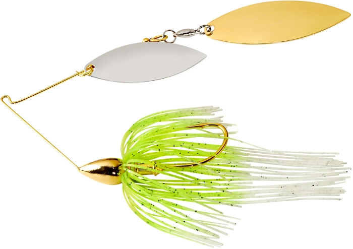 War Eagle Spinnerbait Gold Frame DW - GWR02 White Chartreuse-Silver & Gold Blade