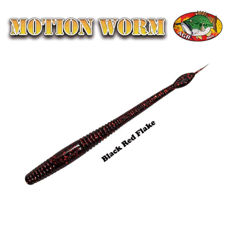 AGR Baits Motion Worm - Black Red Flake