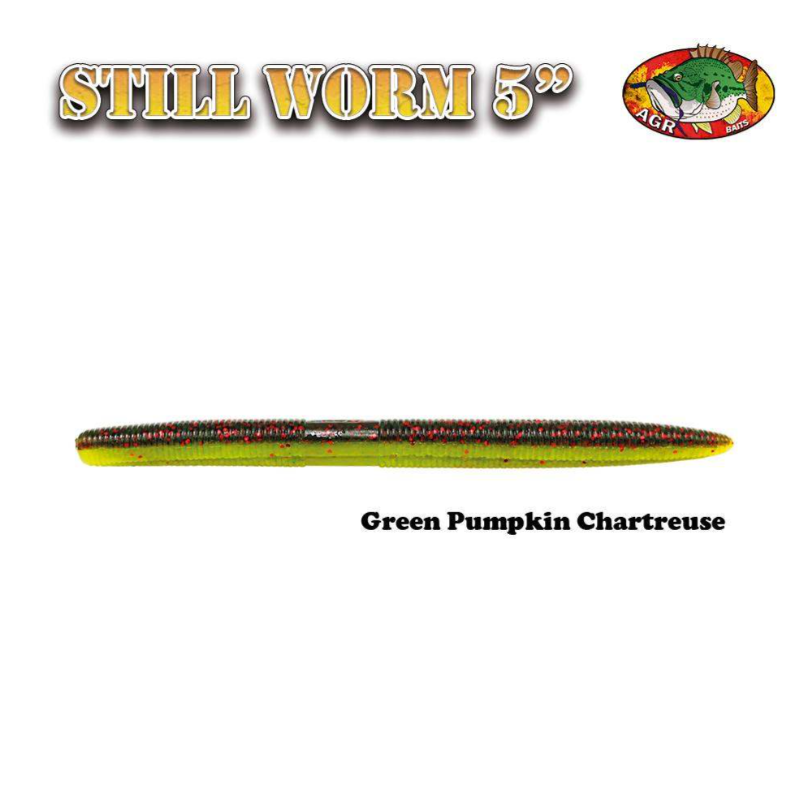 AGR Baits Still Worm - Green Pumpkin Chartreuse