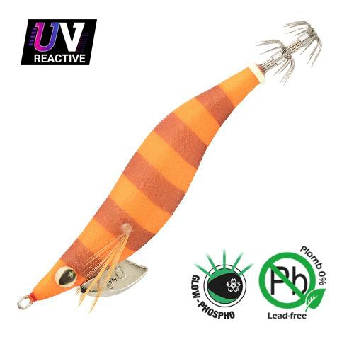 Palhaço Sakura Stingray Soft Squid Jig - Glow Zebra Brown/Orange